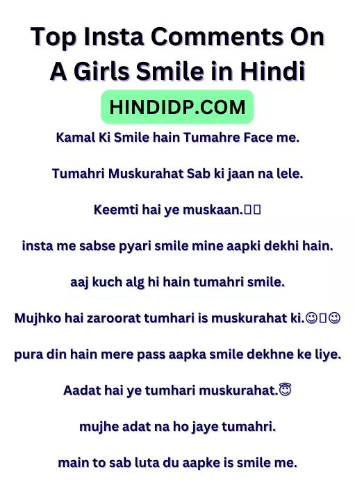 Top Insta Comments On A Girls Smile in Hindi